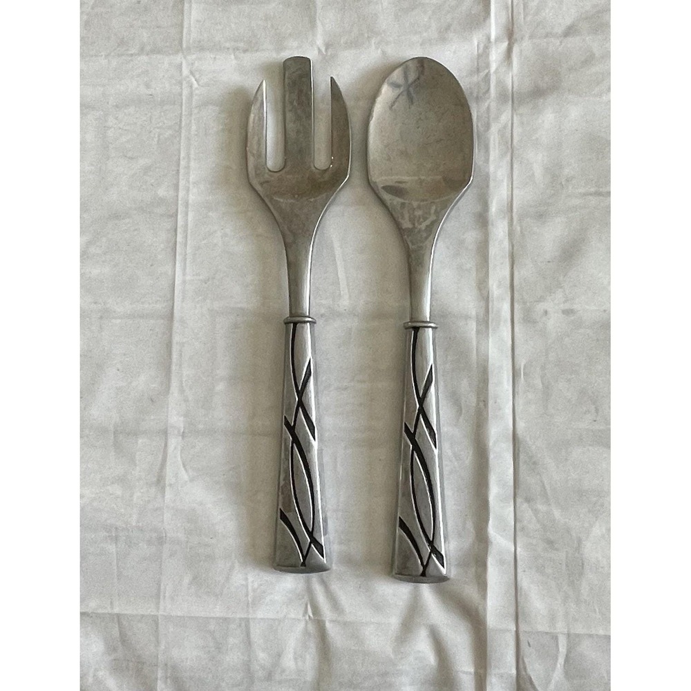 Lenox Vibe Hollowware Spoon Fork Serving Set Ornate Stainless‎ Steel 13" A190
